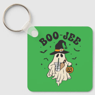 Cute ghost boo with ice coffee key ring