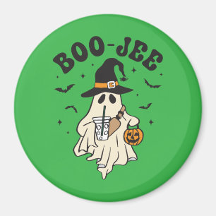 Cute ghost boo with ice coffee magnet