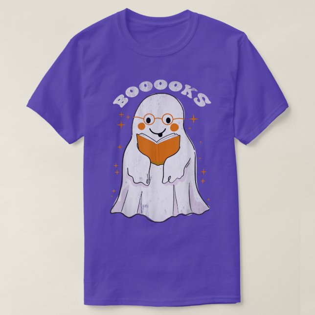 Cute Ghost Book Booooks Halloween Reading Teacher  T-Shirt (Design Front)