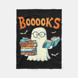 Cute Ghost Book Reading Booooks Halloween Teacher  Fleece Blanket