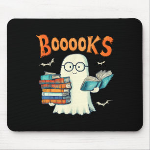 Cute Ghost Book Reading Booooks Halloween Teacher  Mouse Pad