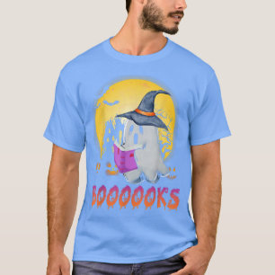 Cute Ghost Book Reading Halloween 2021 Boooks Teac T-Shirt