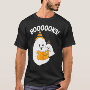 Cute Ghost Book Reading Halloween Boooks Teacher 1 T-Shirt