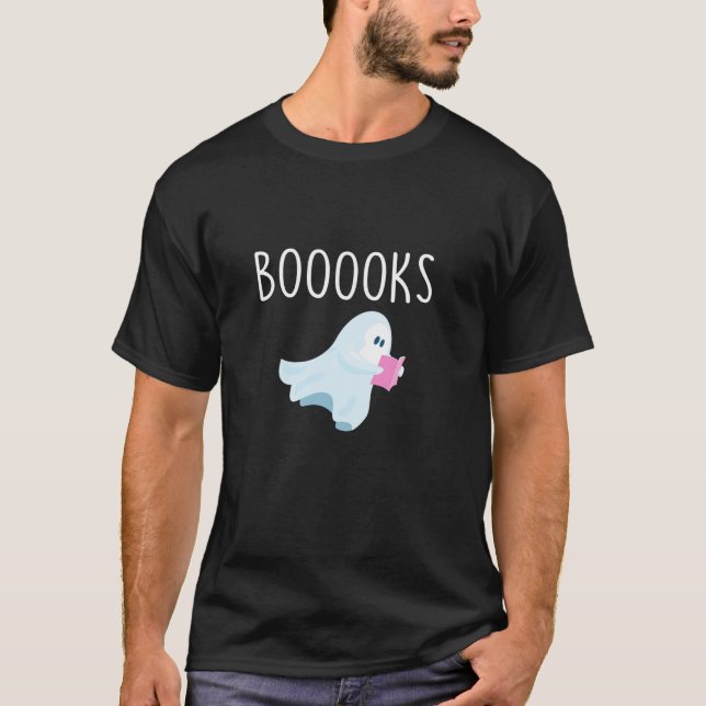 Cute Ghost Book Reading Halloween Teacher Costume  T-Shirt (Front)