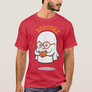 Cute Ghost Book Reading Halloween Teacher Kids Stu T-Shirt