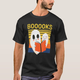 Cute Ghost Book Reading Halloween Teacher Puns Boo T-Shirt