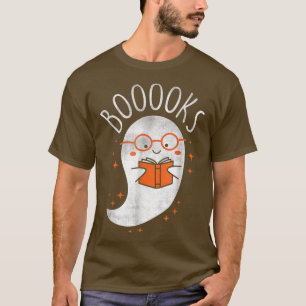 Cute Ghost Book Reading Teacher School Funny Hallo T-Shirt