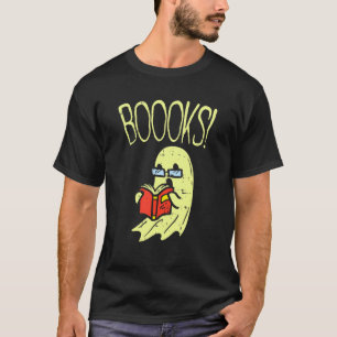 Cute Ghost Book Reading Teacher School Funny Hallo T-Shirt