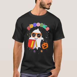 Cute Ghost Book Reading Teacher School Halloween T-Shirt