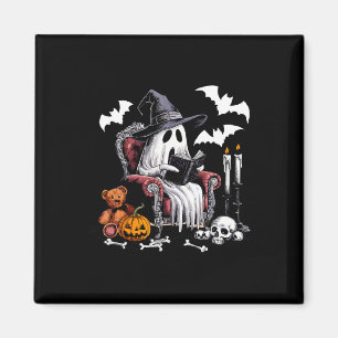 Cute Ghost Books Halloween Teacher Ghost Reading L Magnet