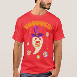 Cute Ghost Booooks Reading Library Books Halloween T-Shirt