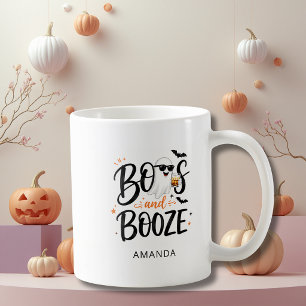 Cute Ghost Boos and Booze Halloween Coffee Mug