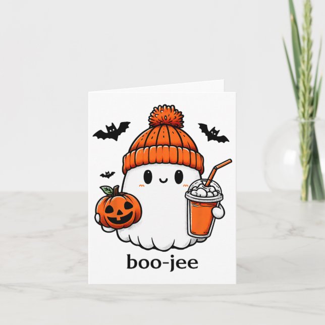 Cute Ghost Bougie Ghost Boo-jee Halloween  Card (Front)