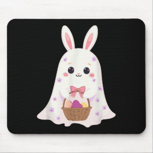 Cute Ghost Bunny Egg Basket Rabbit Easter Day Rabb Mouse Pad