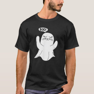 Cute Ghost Cat BOO Kitty Cat Halloween For Men Wom T-Shirt