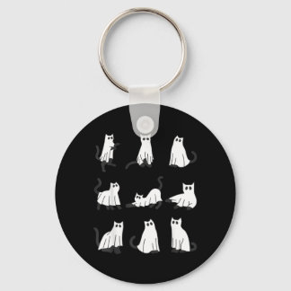 Cute Ghost Cat Funny Halloween Design ghost cat Key Ring