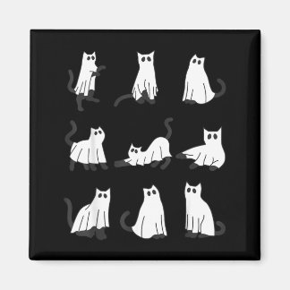 Cute Ghost Cat Funny Halloween Design ghost cat Magnet
