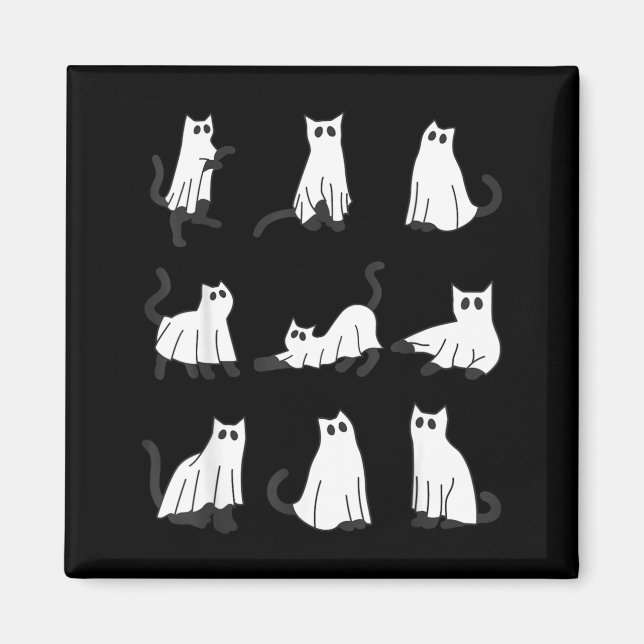 Cute Ghost Cat Funny Halloween Design ghost cat Magnet (Front)