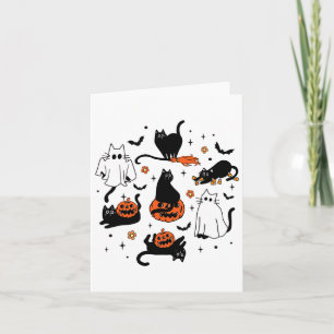 Cute Ghost Cat Funny Halloween Outfit Costumes Bla Card