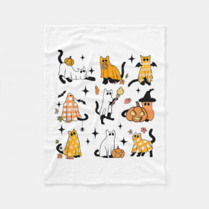 Cute Ghost Cat Funny Halloween Outfit Costumes Bla Fleece Blanket