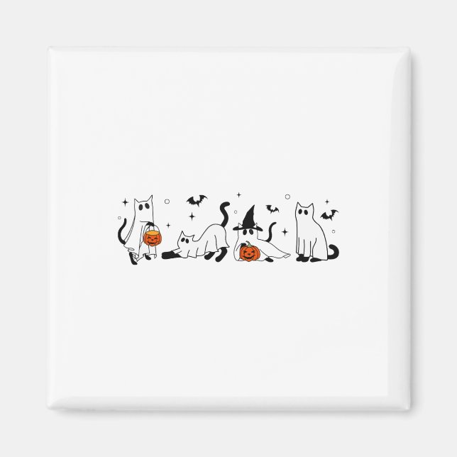 Cute Ghost Cat Funny Halloween Outfit Costumes Bla Magnet (Front)