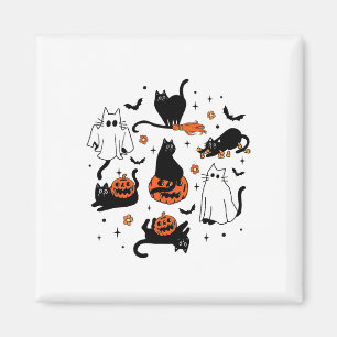 Cute Ghost Cat Funny Halloween Outfit Costumes Bla Magnet