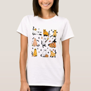 Cute Ghost Cat Funny Halloween Outfit Costumes Bla T-Shirt
