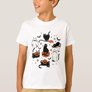 Cute Ghost Cat Funny Halloween Outfit Costumes Bla T-Shirt