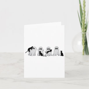 Cute Ghost Cat Halloween Outfit Costumes Cat Lover Card