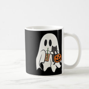 Cute Ghost Cat Iced Coffee Spooky Season Halloween Mug