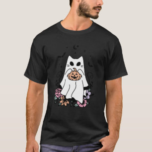 Cute Ghost Cat Pumpkin Halloween Costume Men Women T-Shirt