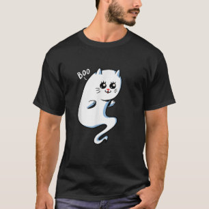 Cute Ghost Cat T Shirt BOO Kitty Cat Halloween Shi