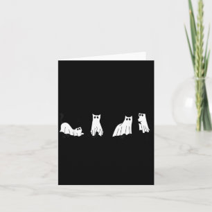 Cute Ghost Cats Funny Halloween Outfit Costumes Card
