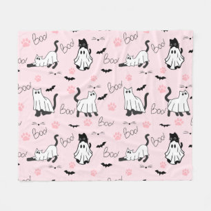Cute Ghost Cats Halloween Fleece Blanket
