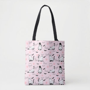Cute Ghost Cats Halloween Tote Bag