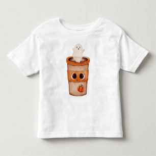 Cute Ghost Coffee Cup Toddler Halloween T-Shirt