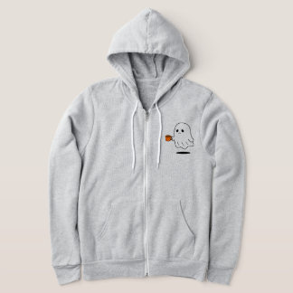 Cute Ghost Coffee Graphic Zip Up Hoodie
