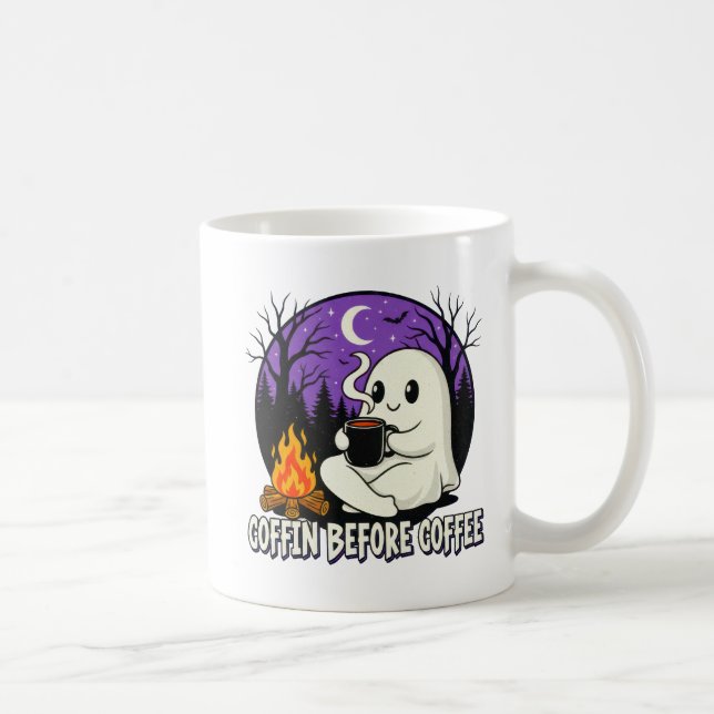 Cute Ghost Coffee Lover Camping Design Mug (Right)