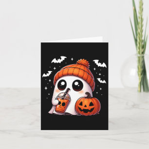 Cute Ghost Coffee Lover Halloween Ghost Pumpkin Sp Card