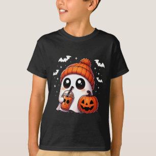 Cute Ghost Coffee Lover Halloween Ghost Pumpkin Sp T-Shirt