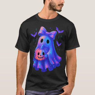 Cute Ghost Coquette Bow Halloween Spooky Season T-Shirt