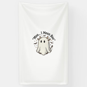 Cute Ghost Cow Halloween Moo I Mean Boo Shirt Desi Banner