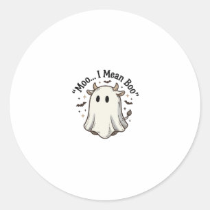 Cute Ghost Cow Halloween Moo I Mean Boo Shirt Desi Classic Round Sticker