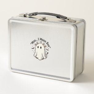Cute Ghost Cow Halloween Moo I Mean Boo Shirt Desi Metal Lunch Box