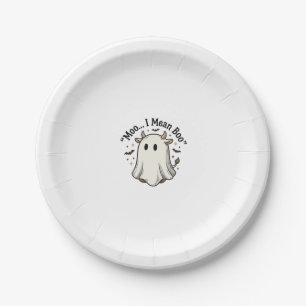 Cute Ghost Cow Halloween Moo I Mean Boo Shirt Desi Paper Plate