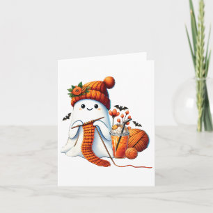 Cute Ghost Crochet Knitting Lovers Halloween Coffe Card