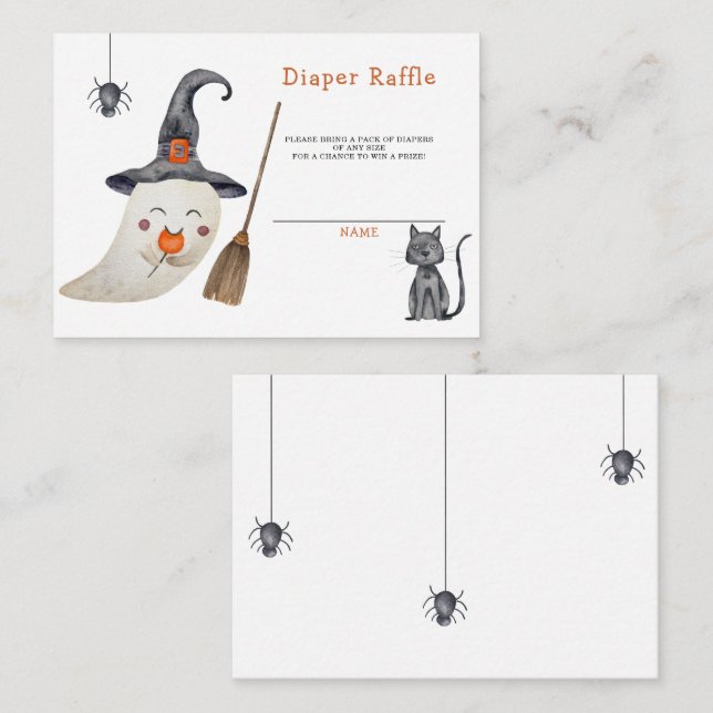 Cute ghost - diaper raffle enclosure card (Front/Back)