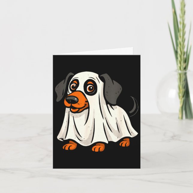 Cute ghost dog halloween dachshund  card (Front)