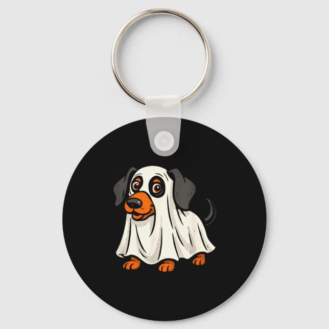 Cute ghost dog halloween dachshund  key ring (Front)