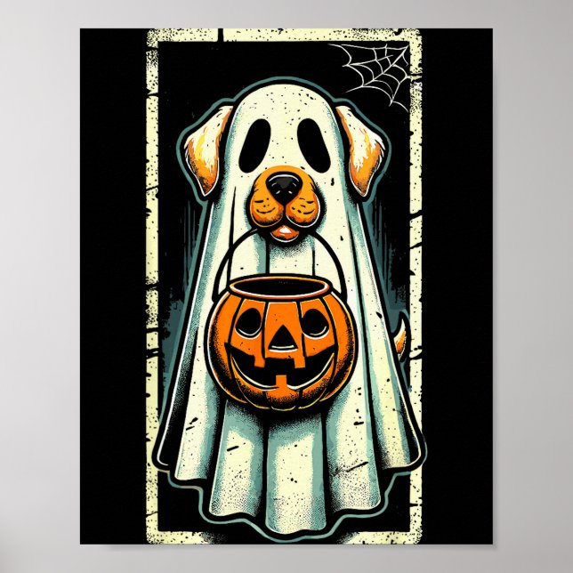 Cute Ghost Dog Men Women Kids Halloween Funny Ghos Poster (Front)